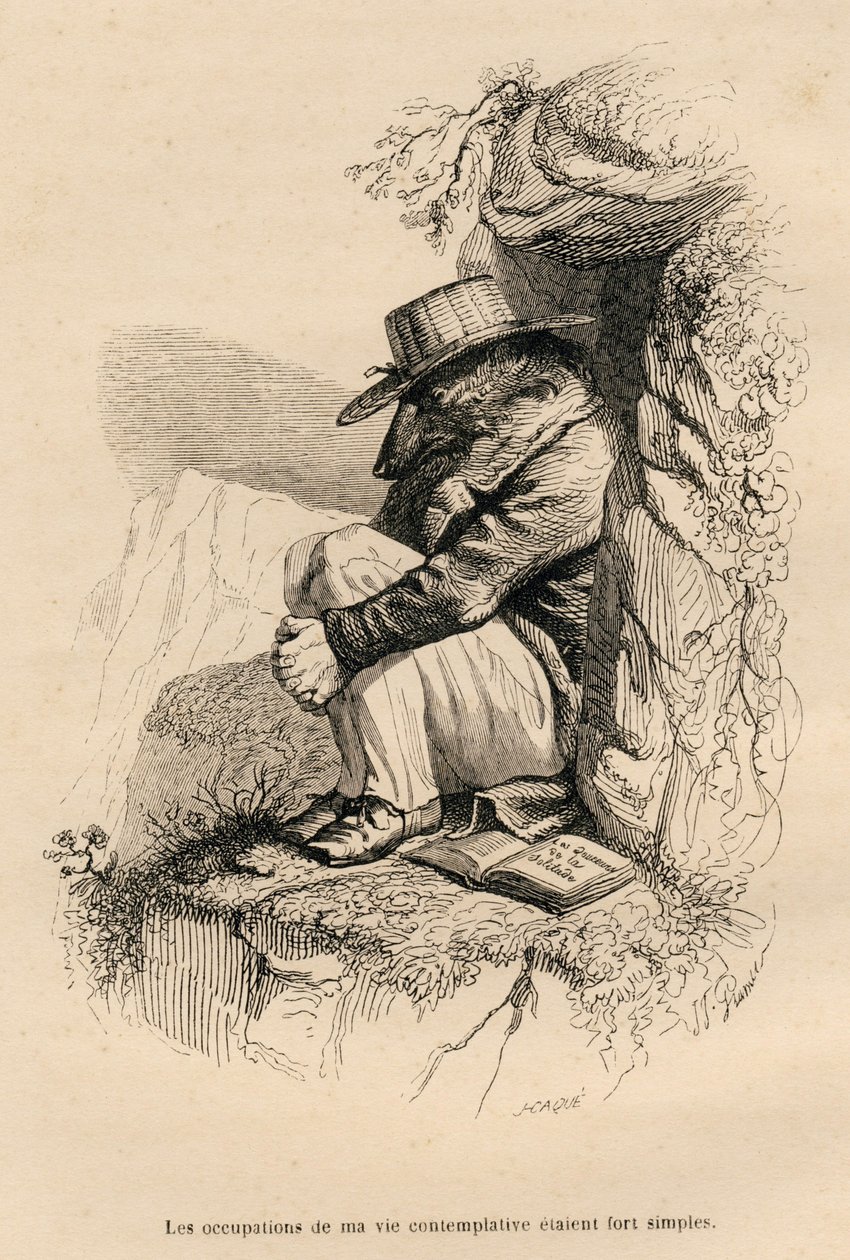 Wolf, dalgın yalnızlığına geri çekilir. JJ Granville tarafından gösterilen vinyetler. L. Baude