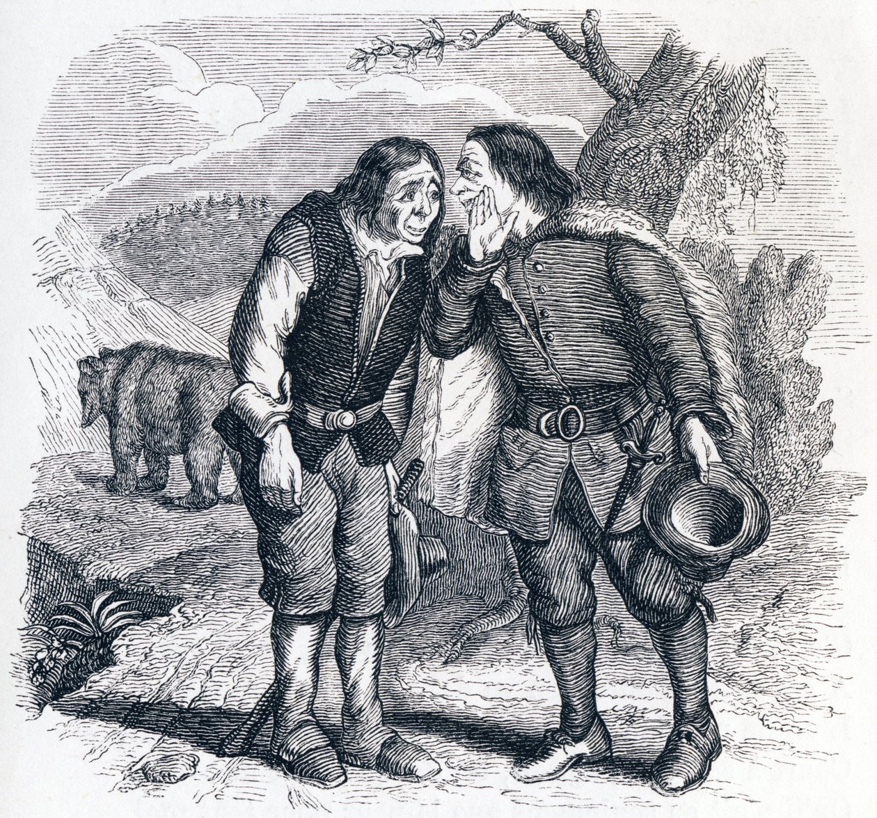 Ayı ve iki arkadaş - La Fontaine'in Masalları by Grandville
