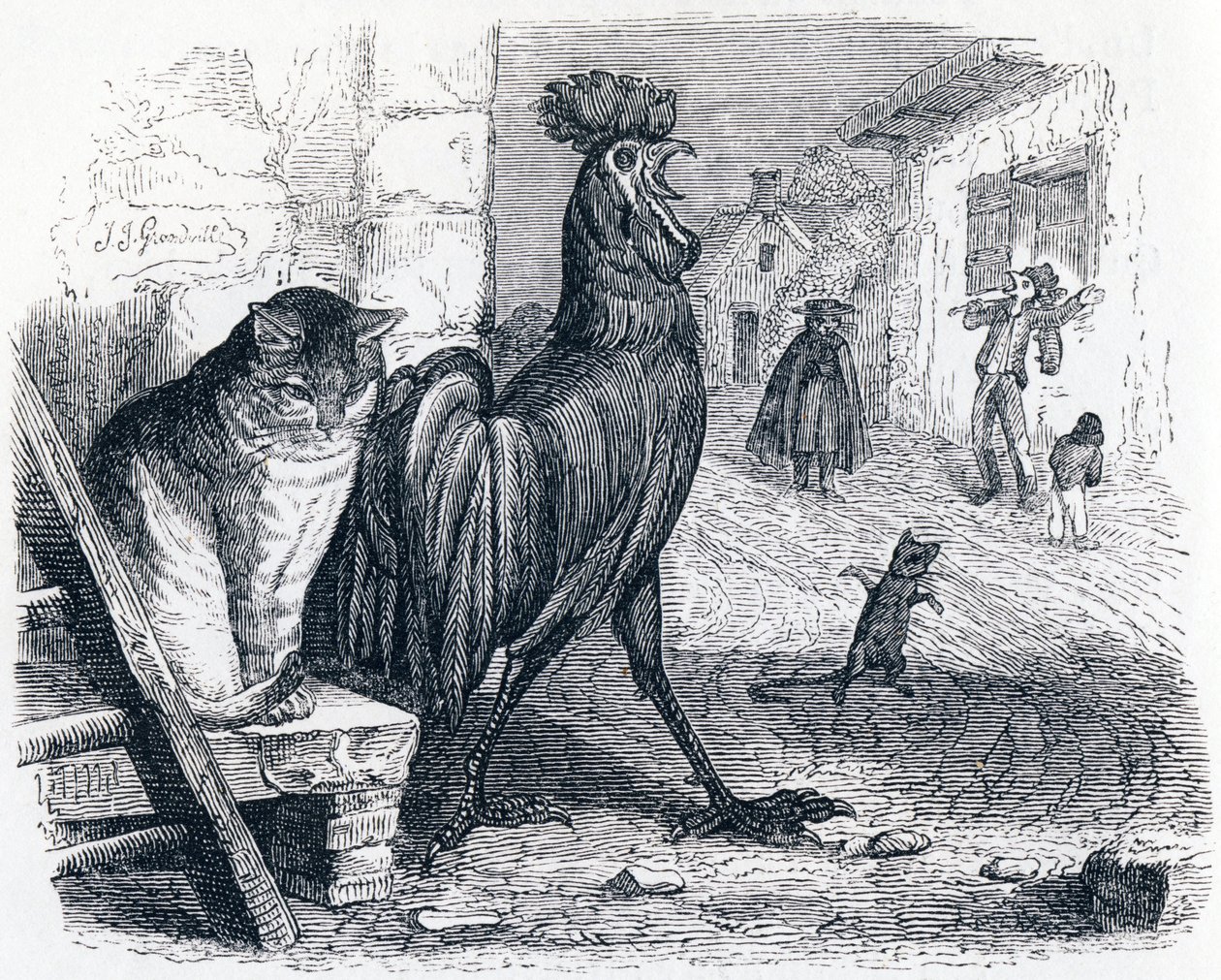 Yaldız, kedi ve fare - La Fontaine'in Masalları by Grandville