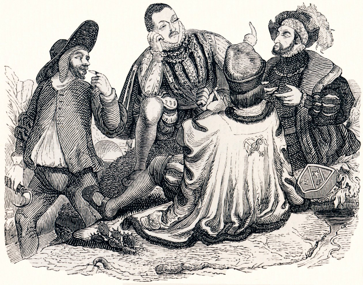 Tüccar, beyefendi, asilzade ve kralın oğlu - La Fontaine'in Masalları by Grandville
