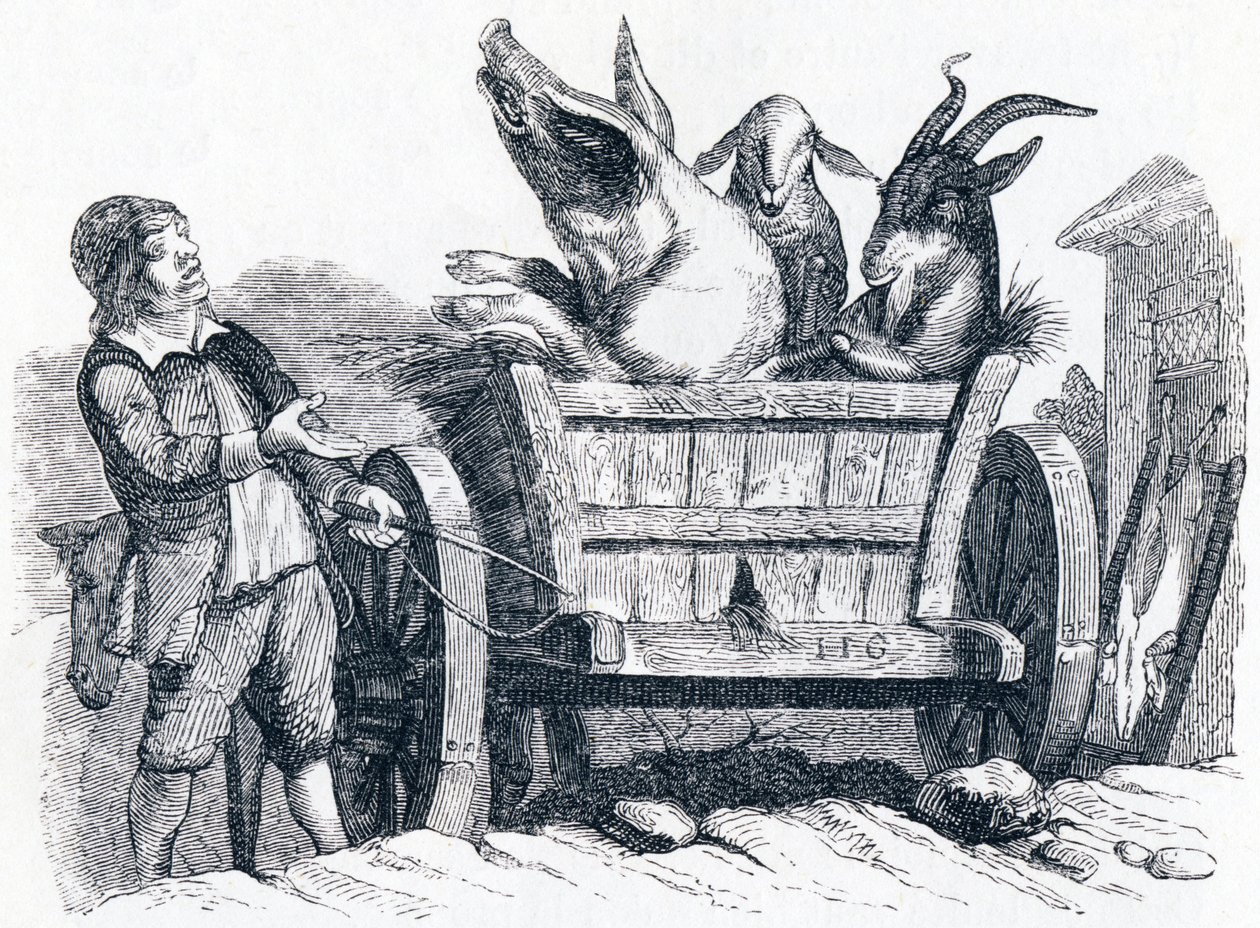 Domuz, keçi ve koyun - La Fontaine'in Masalları by Grandville