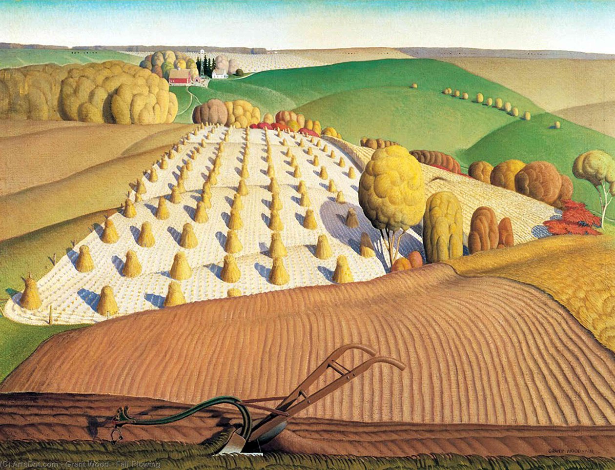 sonbahar çiftçilik by Grant Wood