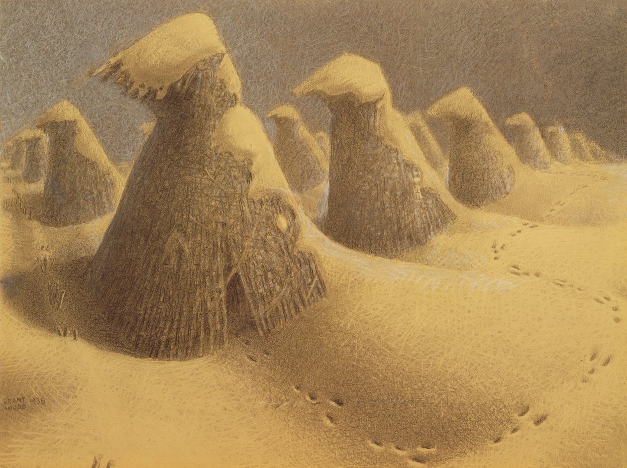 Ocak 1938 (kömür ve tebeşir) by Grant Wood