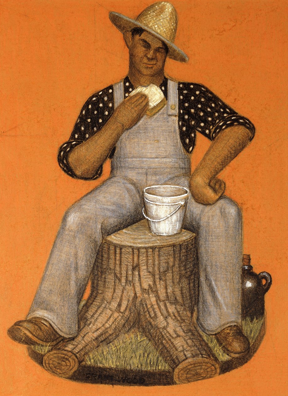 işe alınan adam, by Grant Wood