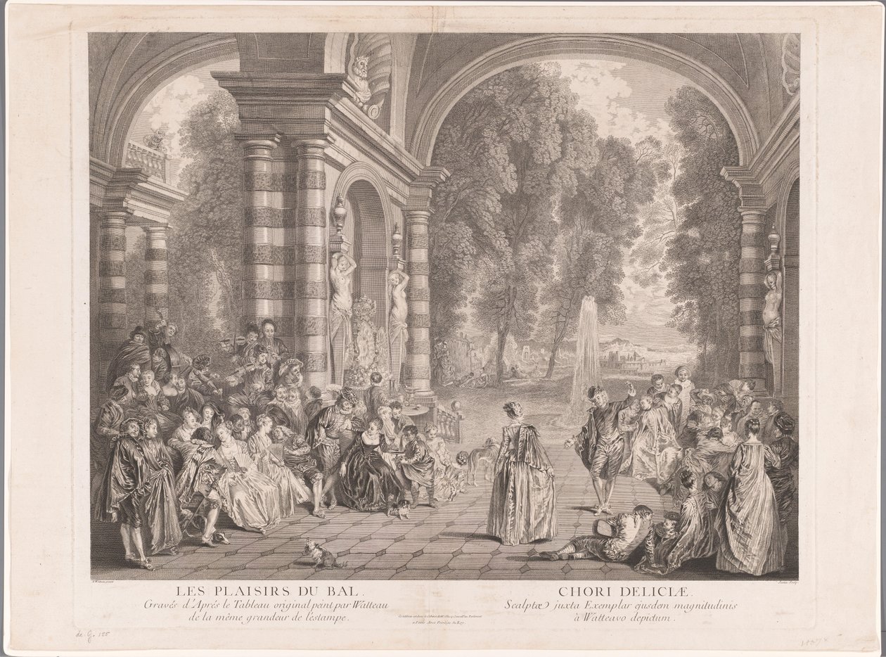 Parka bakan bir terasta zarif şirket Les Plaisirs du Bal (nesne üzerindeki başlık) by Gérard Jean Baptiste Scotin (II)