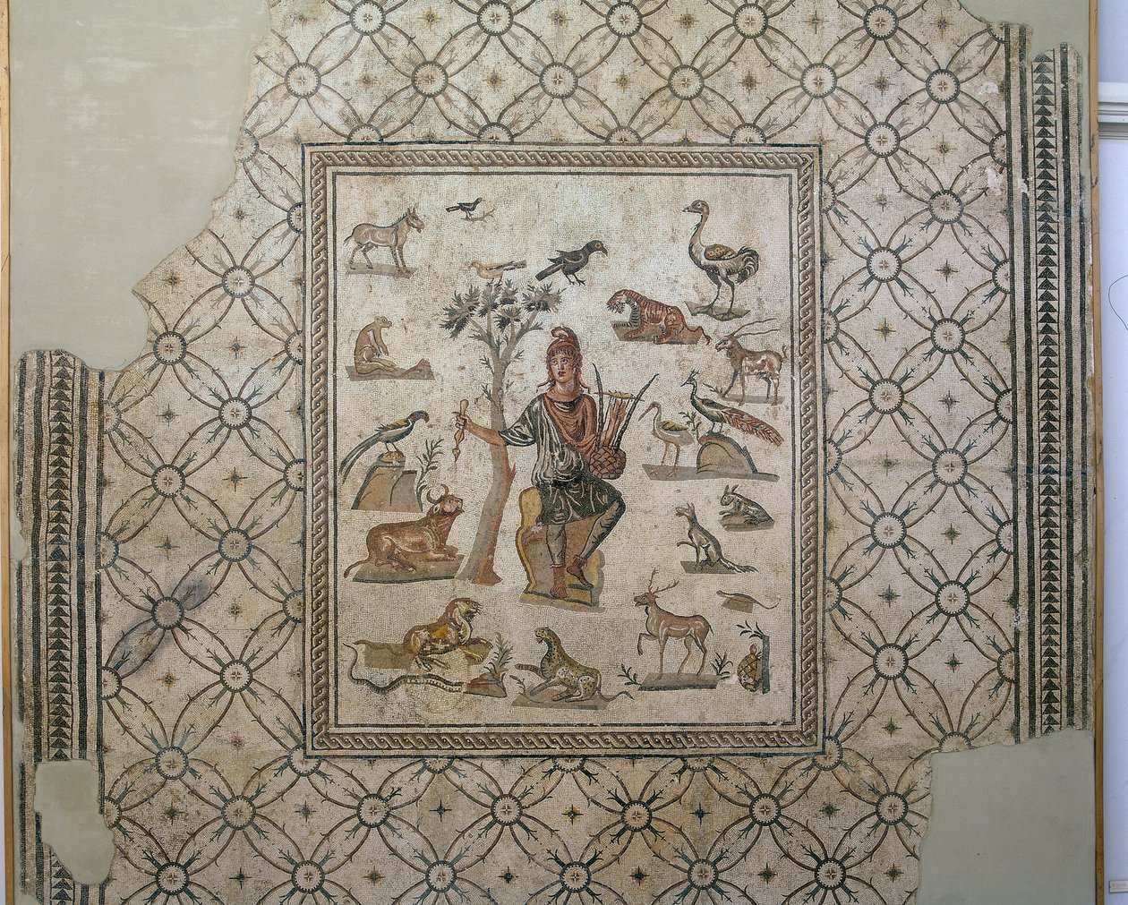Hayvanlarla çevrili Orpheus, çok renkli mozaik by Greco Roman Greco Roman