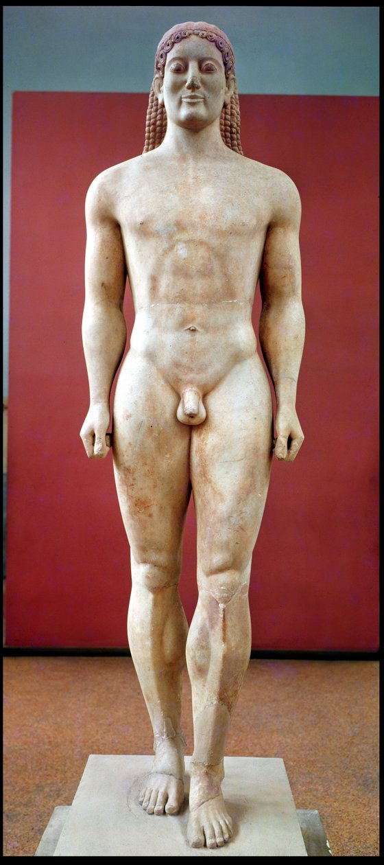 Anavysos Kouros, Kroisos c.530-520 M.Ö. cenaze heykeli (mermer) by Greek