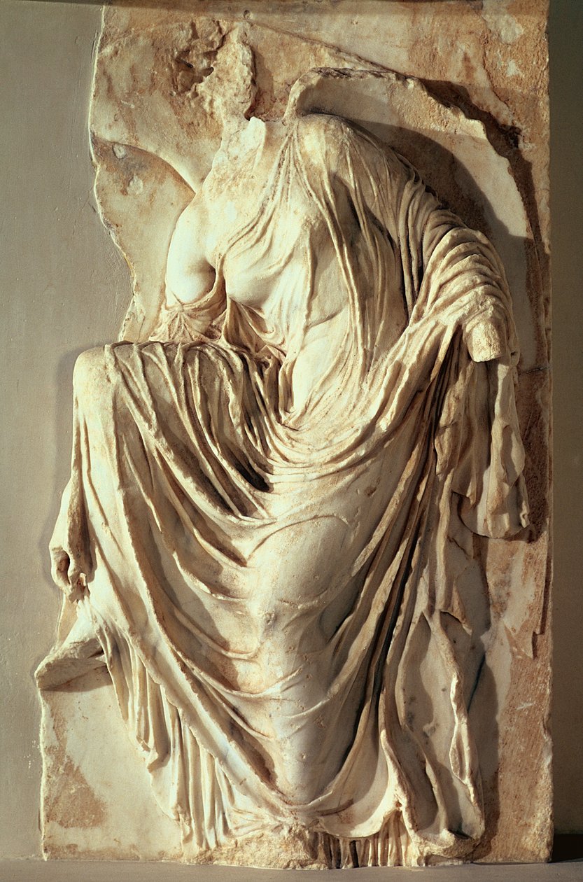Athena Nike sandaletini düzeltiyor, MÖ 420-420 dolayları (mermer) by Greek