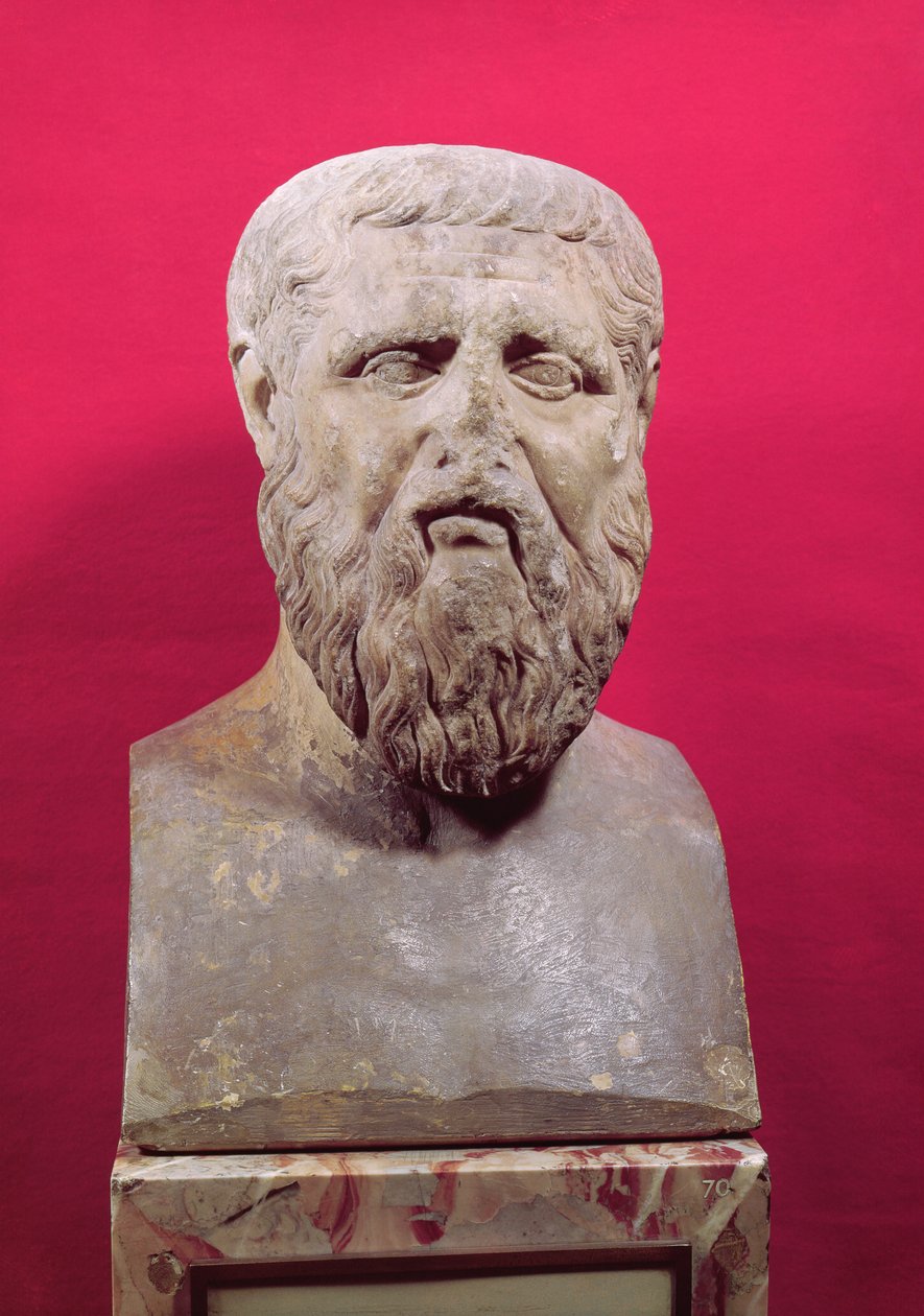 Platon büstü (c.427-347 MÖ) MÖ 4. yüzyıla ait bir orijinalin kopyası (mermer) by Greek