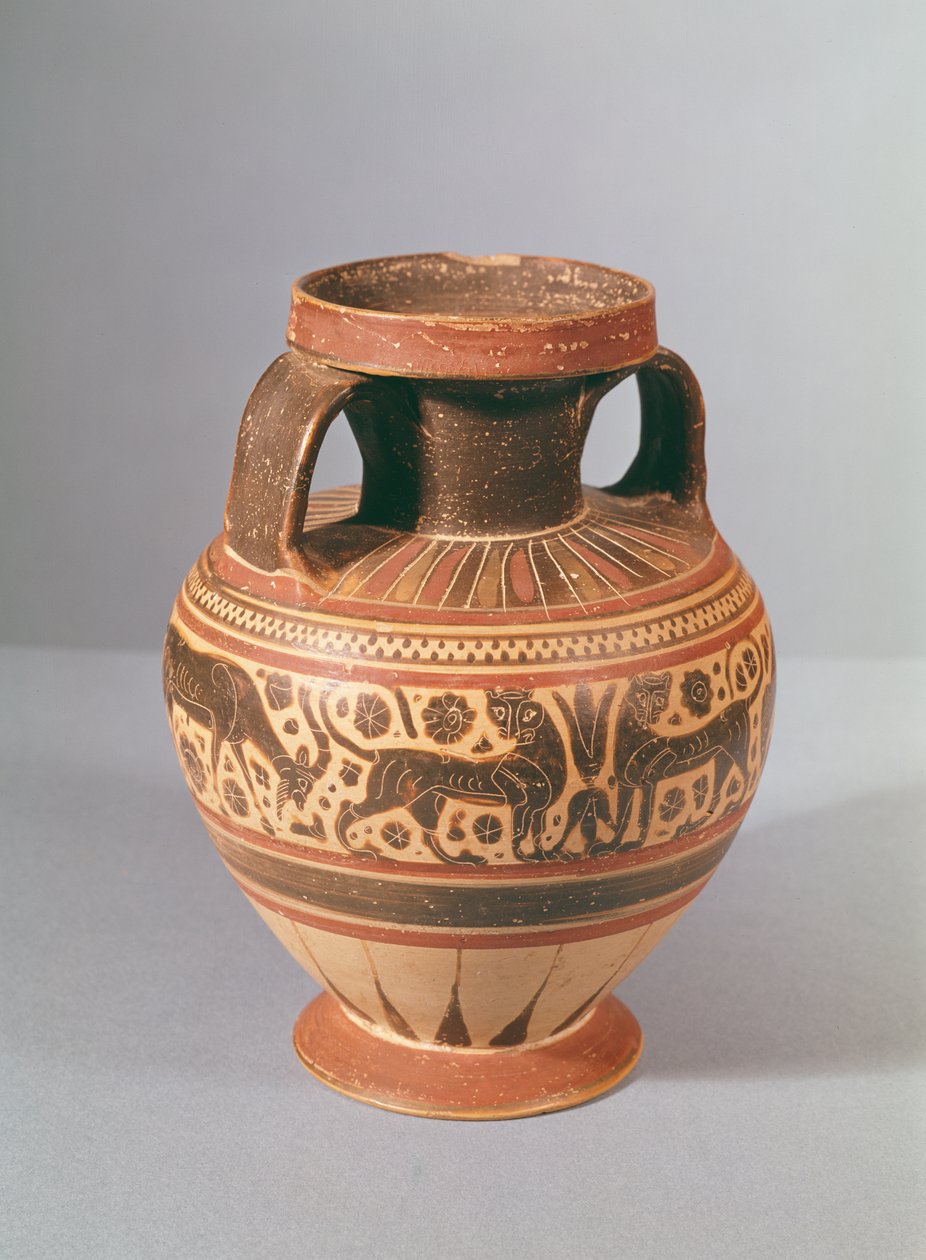 Korint tarzı amfora, MÖ 600 dolayları (seramik) by Greek