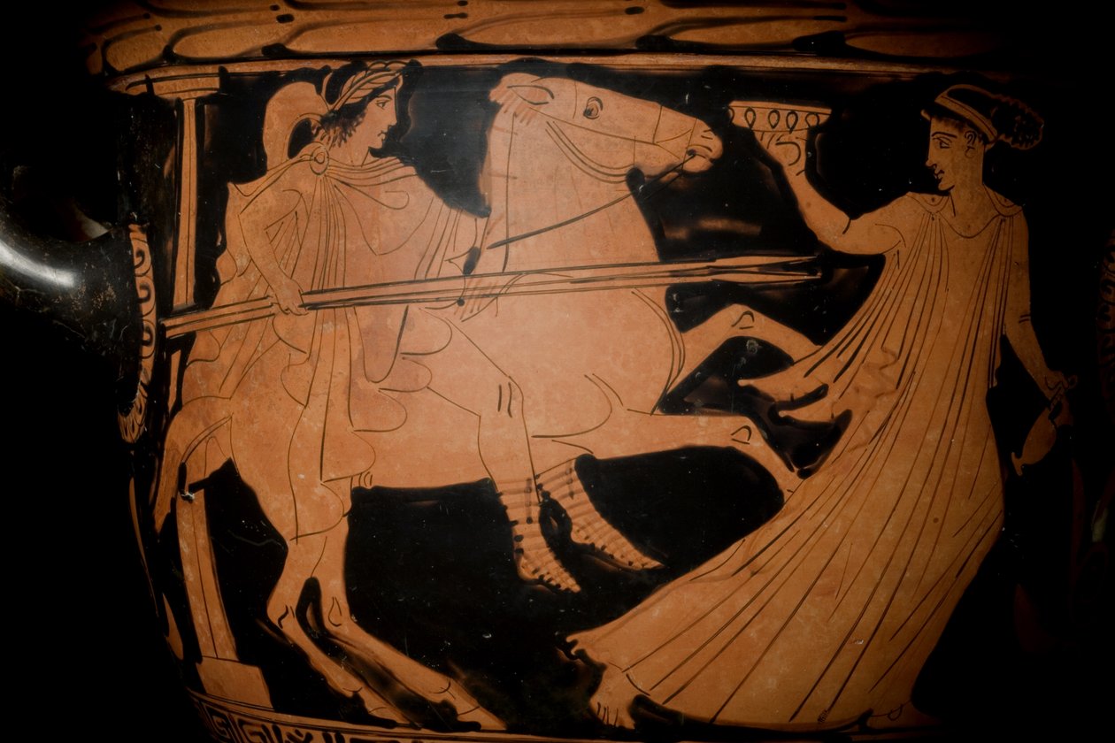 Attika kırmızı figürlü çan krater detayı, MÖ 440 dolayları pişmiş toprak bkz. 270383 by Greek