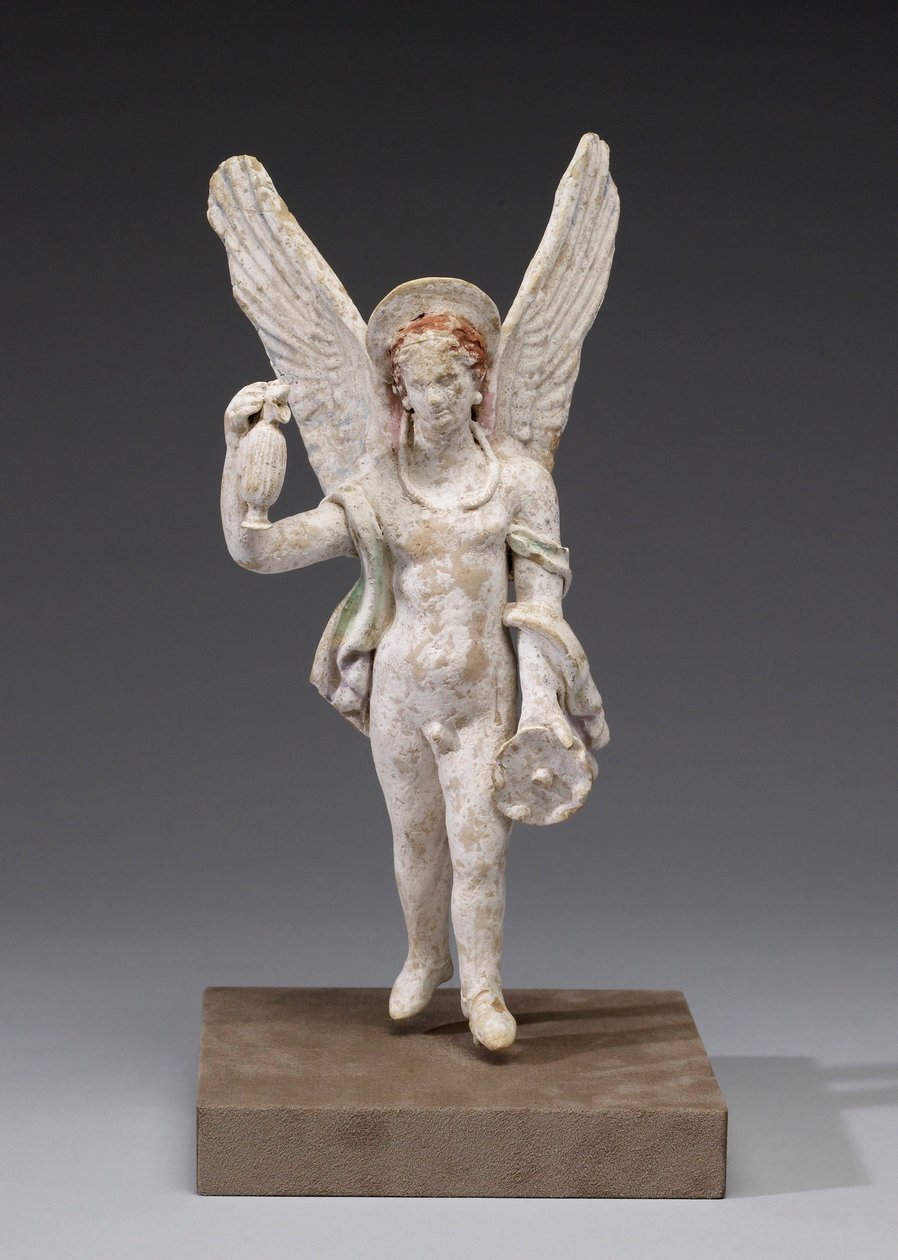 Eros (beyaz astarlı ve boya izli pişmiş toprak) by Greek
