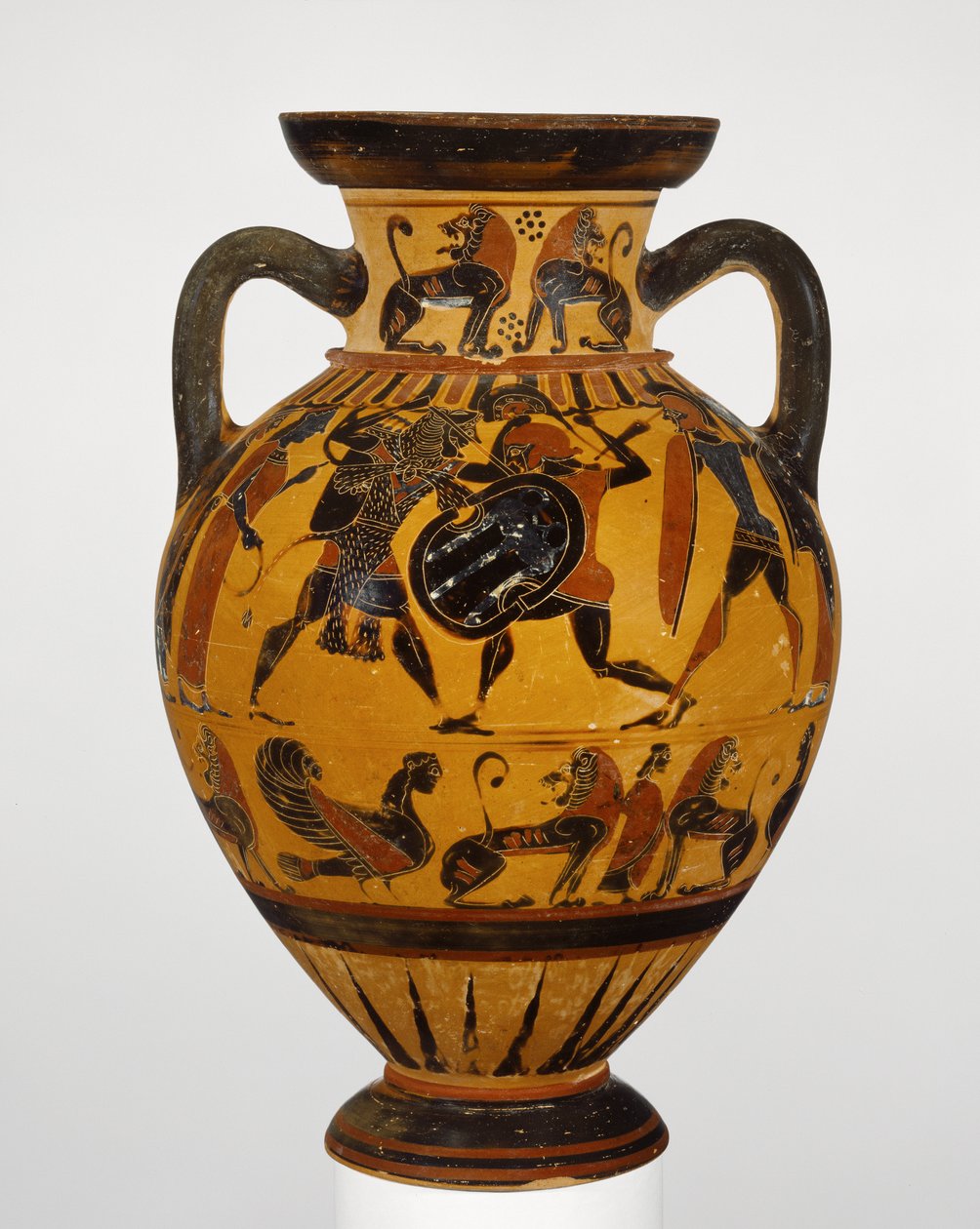 Euboean siyah figür boyunlu amfora, yaklaşık MÖ 570-60 (pişmiş toprak) by Greek