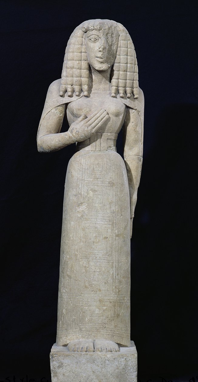 Auxerre Tanrıçası olarak bilinen kadın heykeli, MÖ 640-630 dolayları (kireçtaşı) (ayrıntılar için bkz. 164695) by Greek