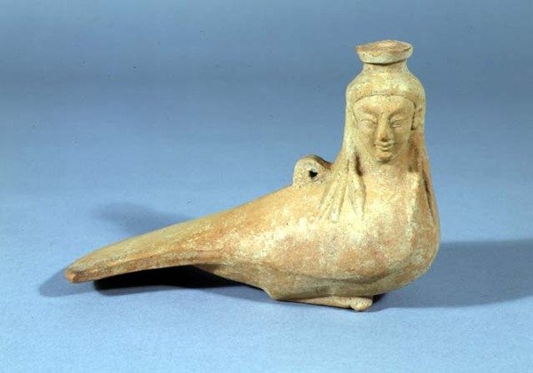 Siren şeklinde parfümlü yağ kabı, Miletos, MÖ 525 dolayları by Greek