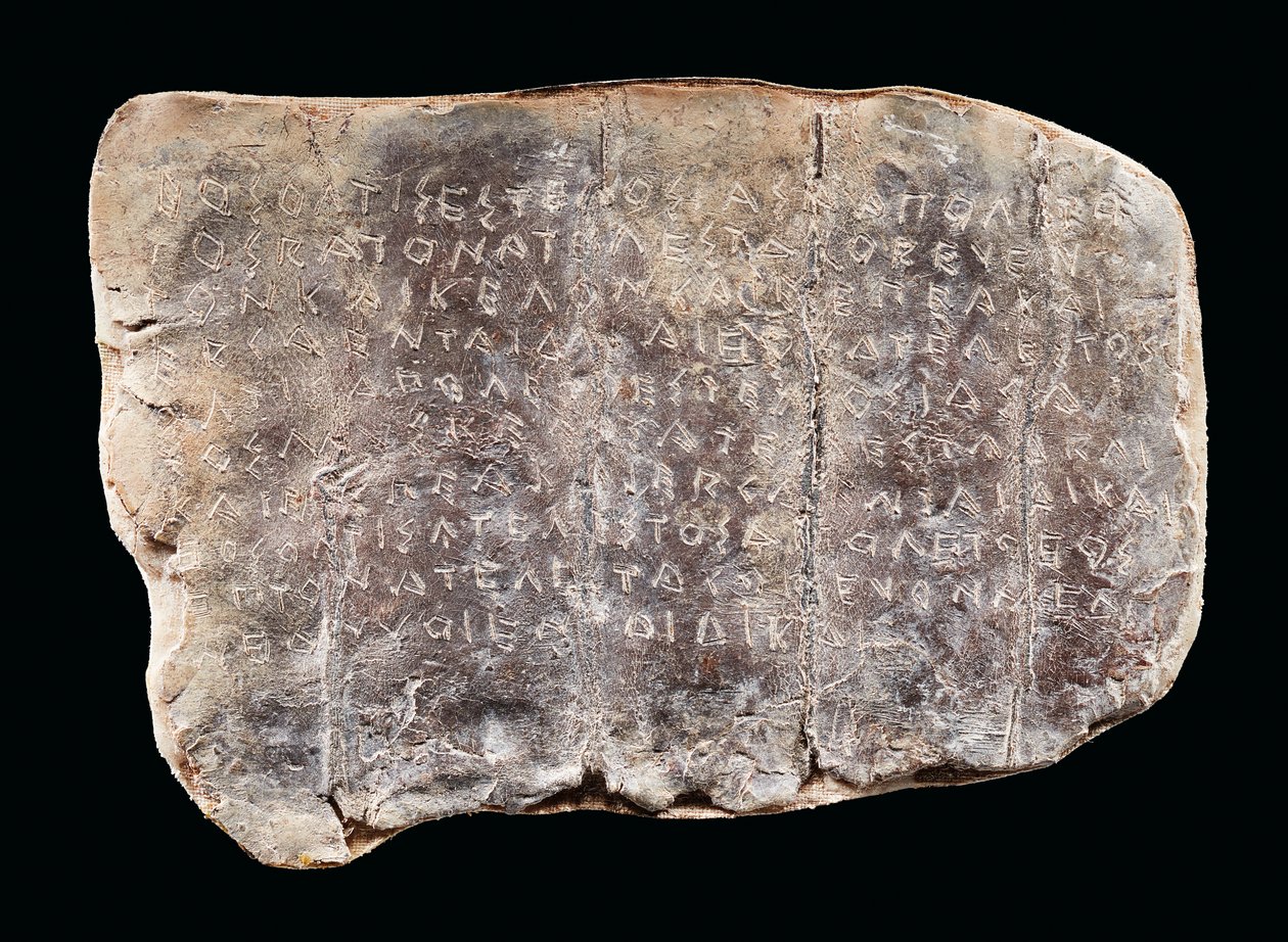 Bir Dor Yunanca yazılı lanet tableti (kurşun) by Greek