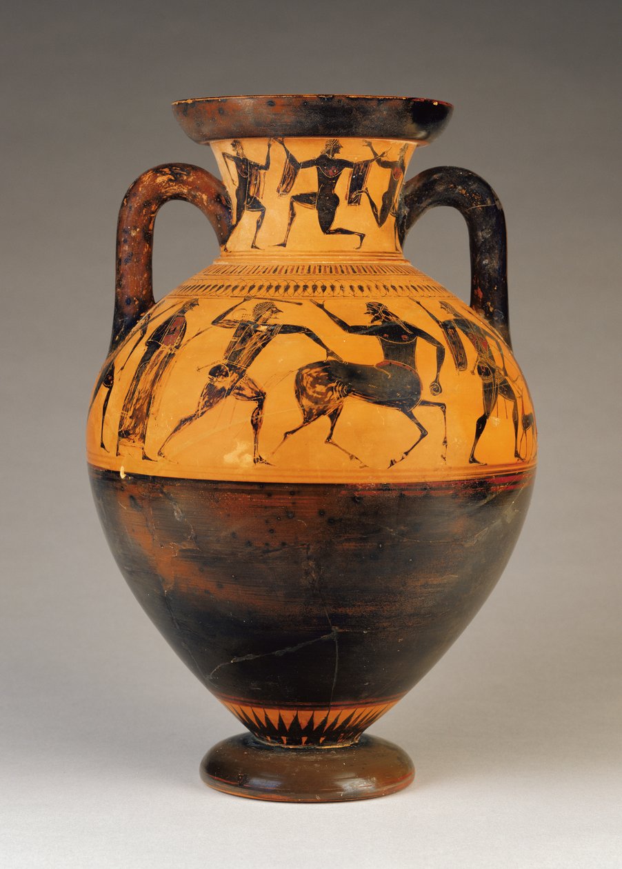 Attika siyah figür boyunlu amfora, Herakles