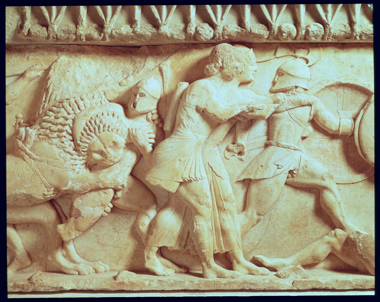 Devlerle savaşan tanrıları betimleyen Siphnian Hazinesi