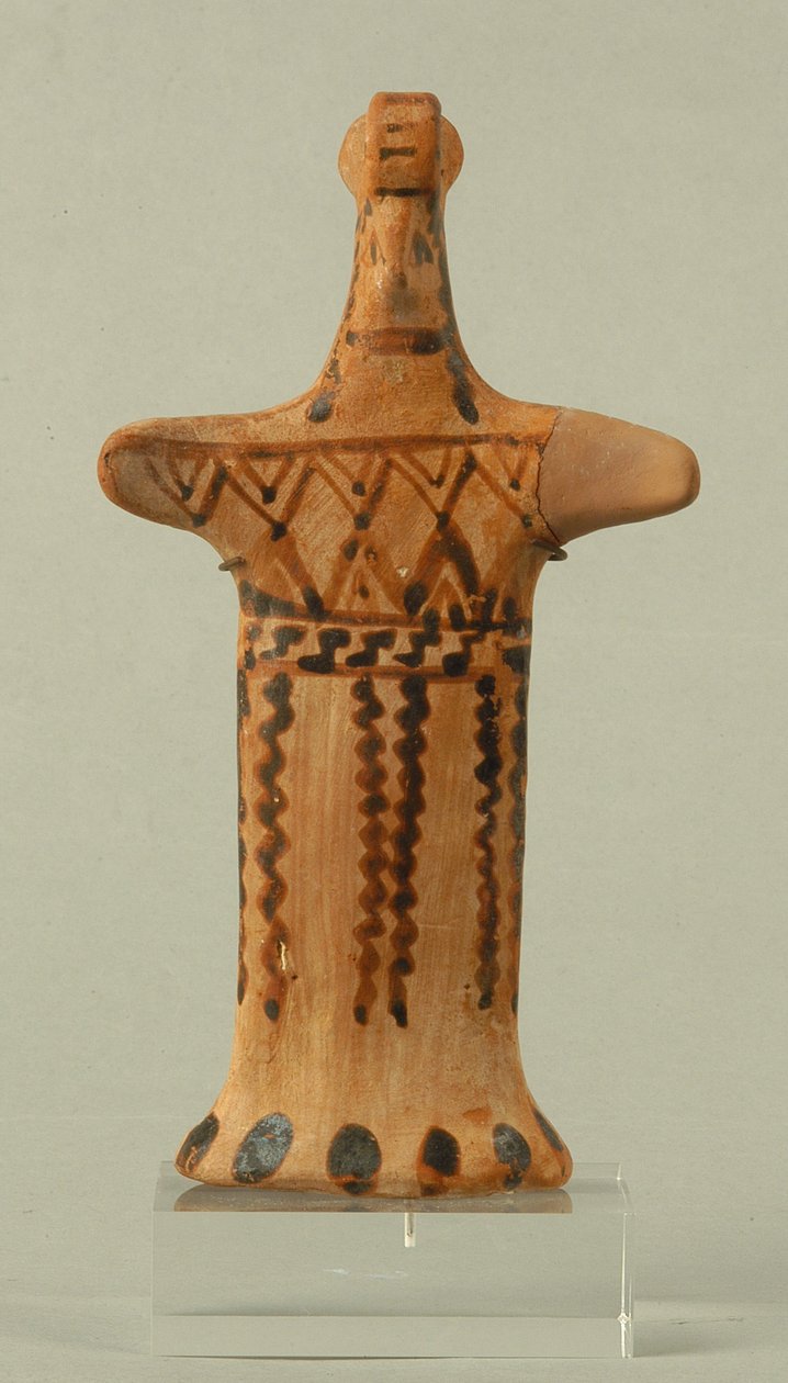 Ayakta duran kadın heykelciği, Boeotian atölyesi, Arkaik Dönem (boyalı kil) by Greek