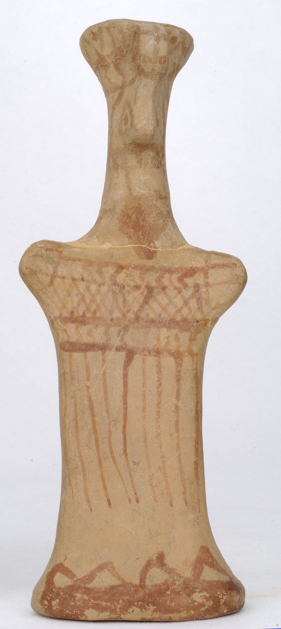 Ayakta duran kadın heykelciği, Boeotian atölyesi, Arkaik Dönem (boyalı kil) by Greek