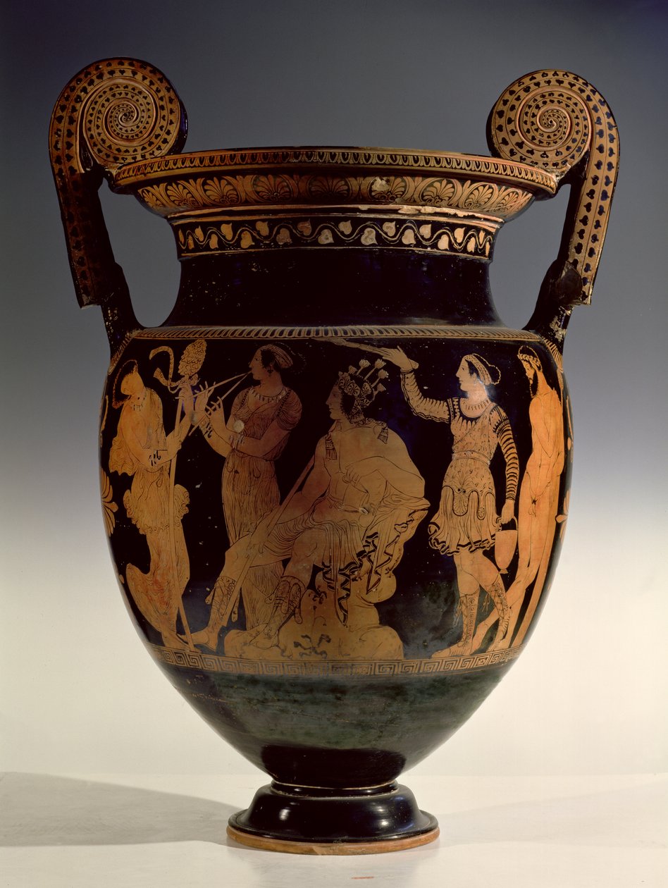 Karneia veya Hasat Festivali, kırmızı figürlü volüt krater, MÖ 5. yüzyılın sonları - MÖ 4. yüzyılın başlarında (seramik) by Greek