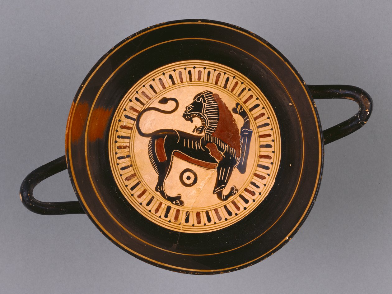 Hunt ressamına atfedilen Laconian Siyah Figür Kylix, MÖ 540 dolayları (pişmiş toprak) by Greek