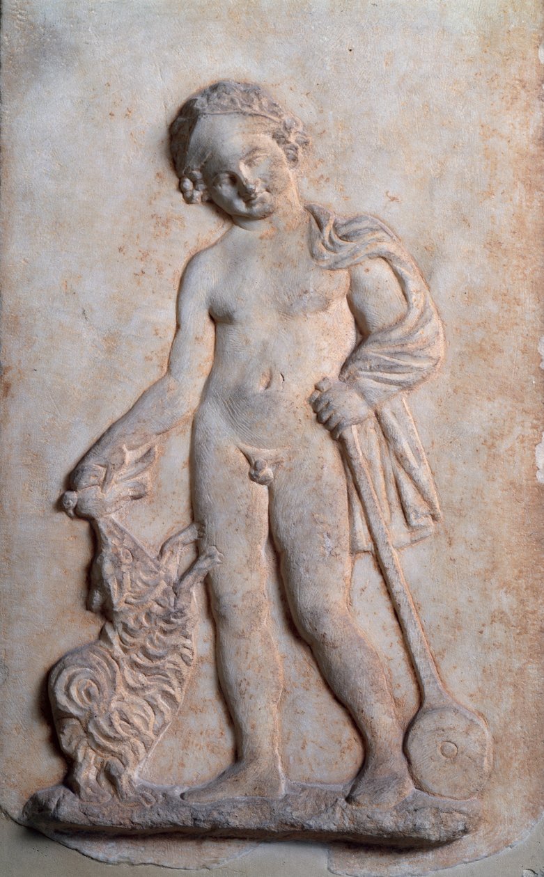 Magna graecia: oynayan küçük çocuk, mermer kabartma, MÖ 5. yy by Greek