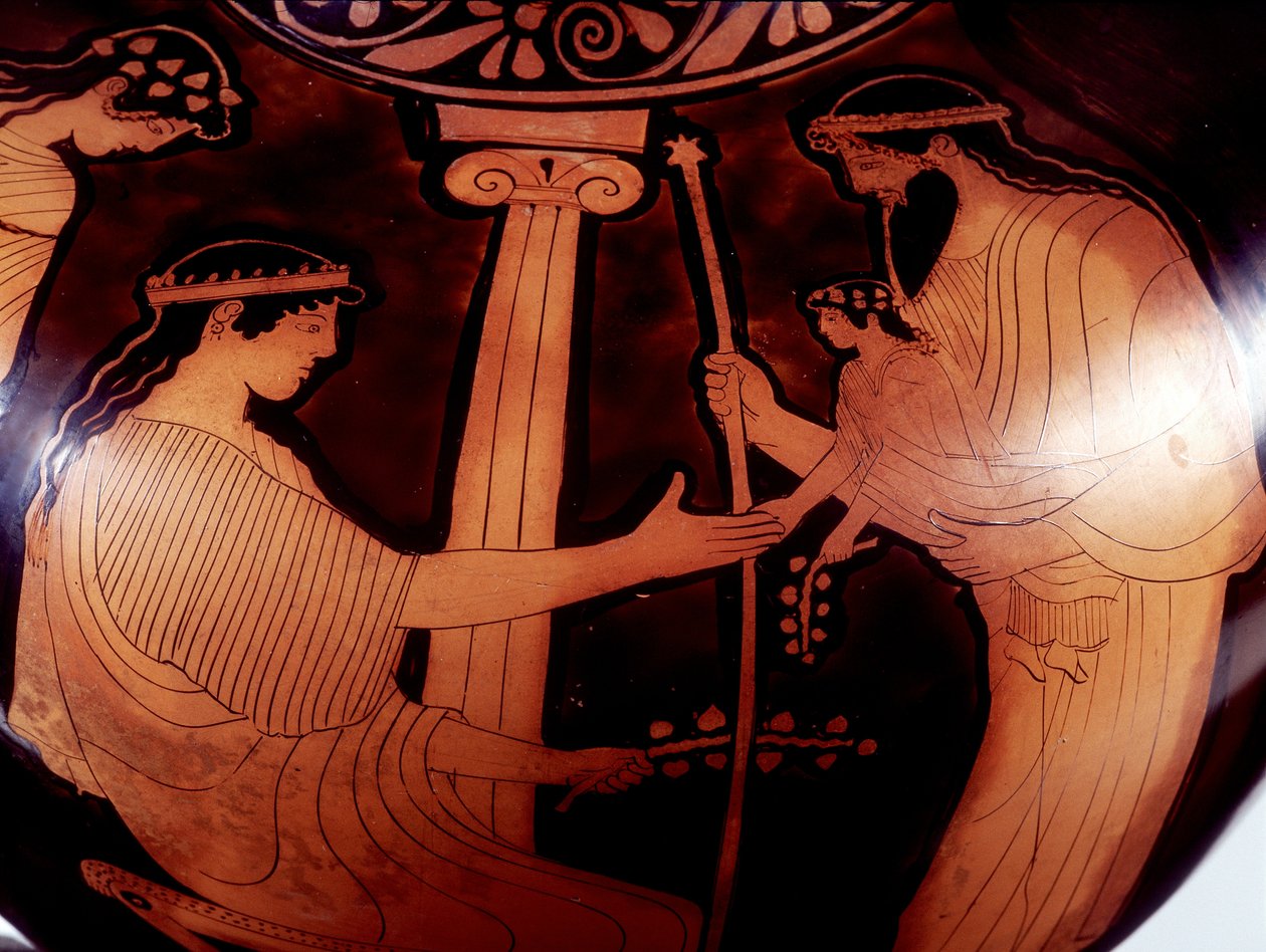 Vazo üzerine resim: Jüpiter (Zeus), genç Dionysos