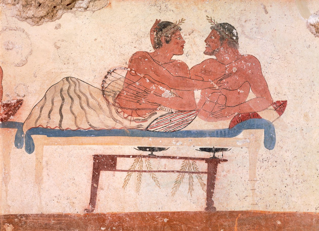 Sempozyum sahnesi (detay), MÖ 480-490 dolayları (fresk) by Greek