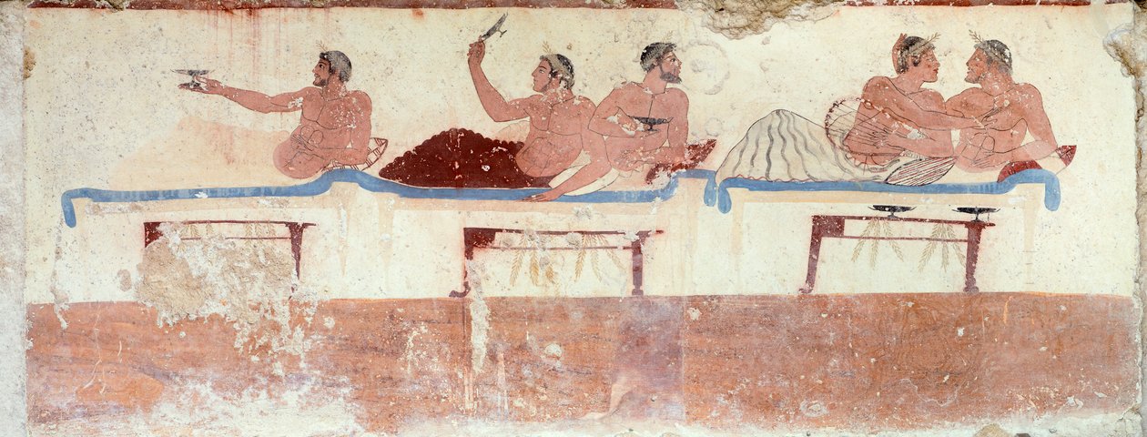 Sempozyum sahnesi, MÖ 480-490 dolayları (fresk) by Greek