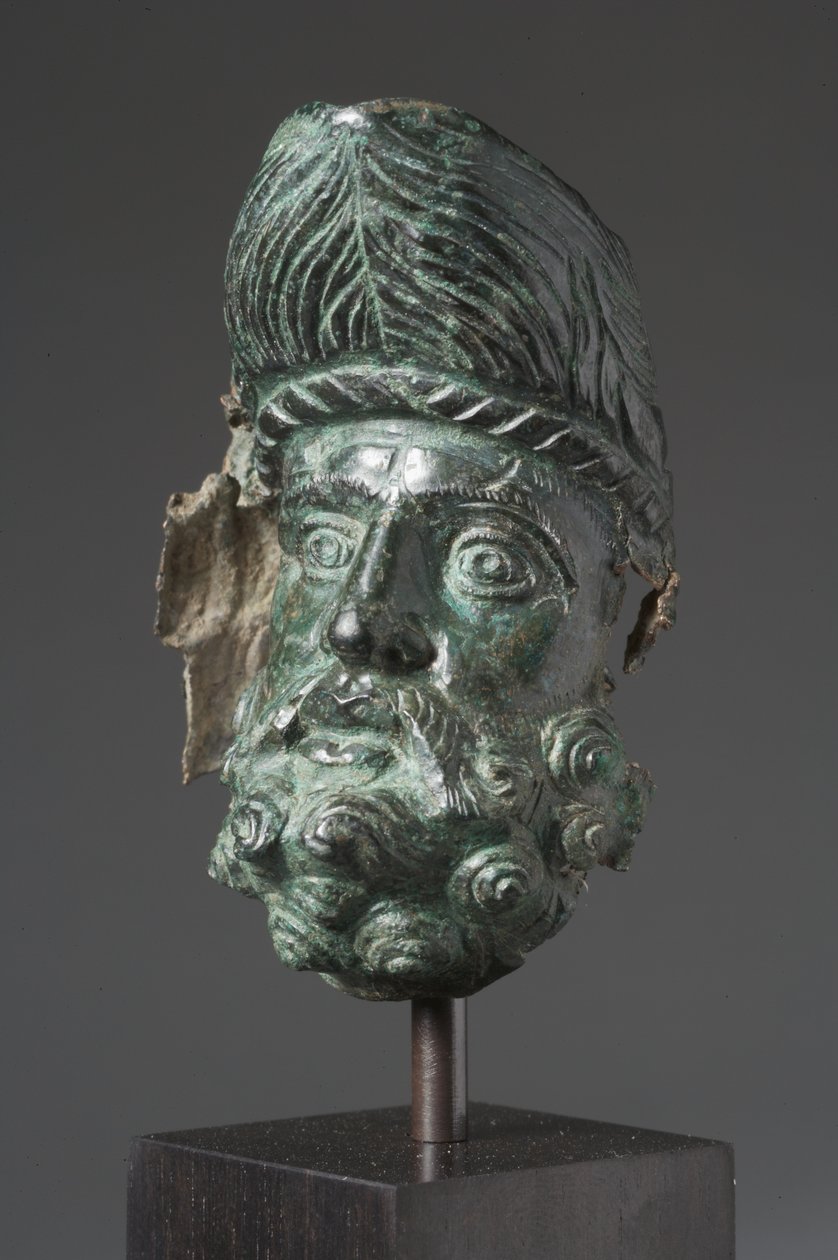 Herakles başı şeklinde damar ağzı (bronz) by Greek