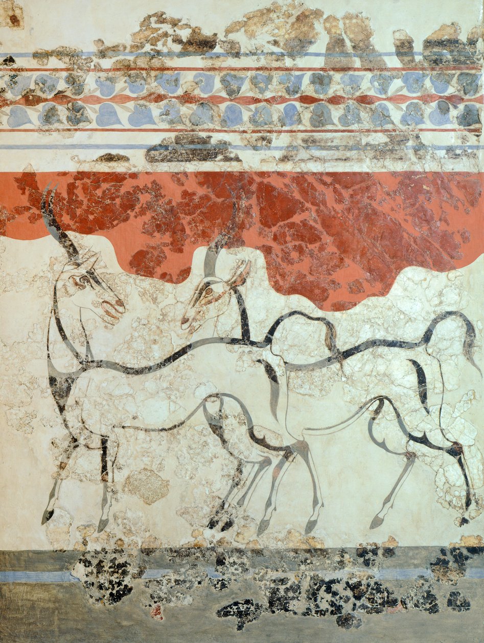 Antiloplar, Akrotiri freski, Thera (bugünkü Santorini), Yunanistan, Minos Uygarlığı by Greek School