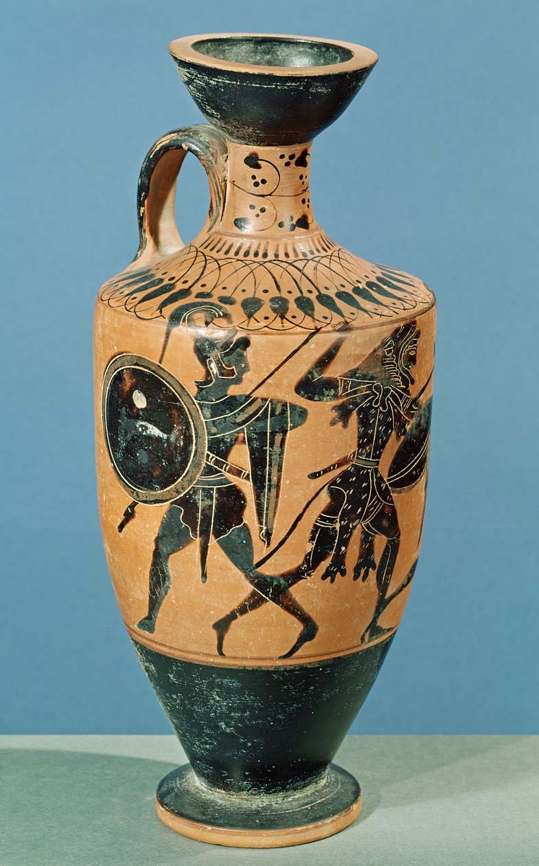 Herkül ve Amazonları betimleyen Attic Style Lekythos (seramik) by Greek School