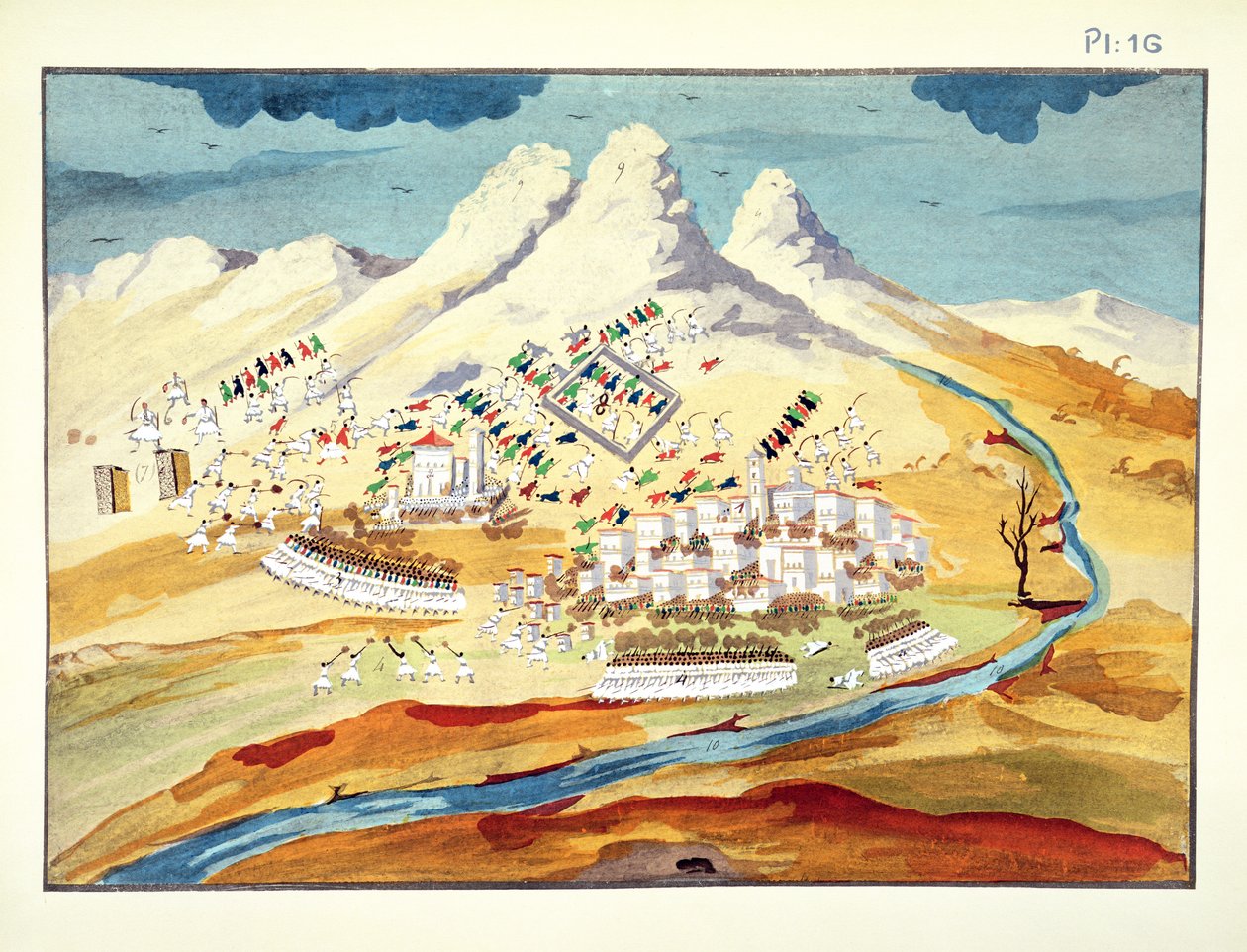 Rhachova'da Muharebe, General Makryjannis'in Yunan Bağımsızlık Savaşı'nın Resimli Tarihinden 16. levha by Greek School