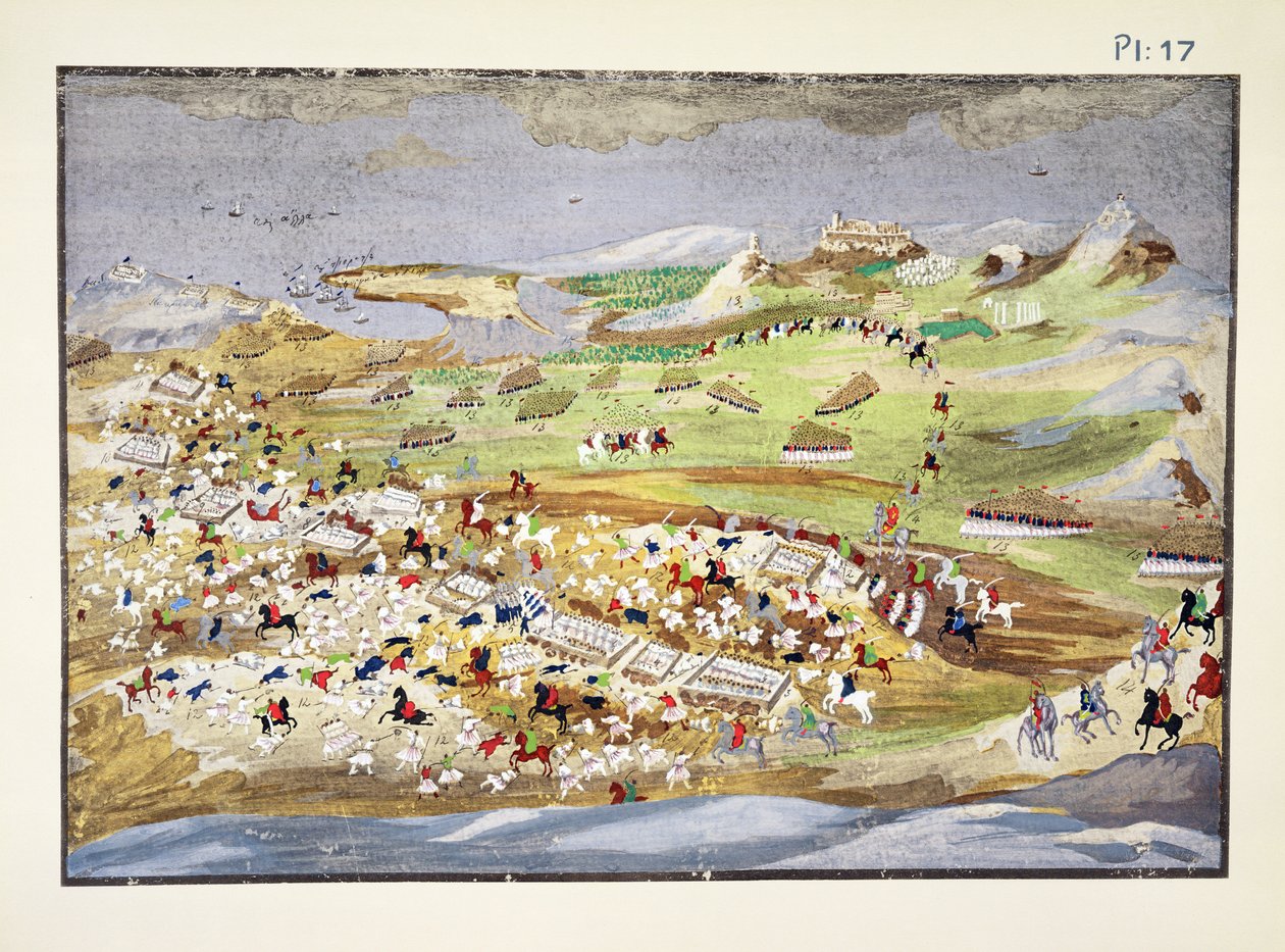 Analaton Muharebesi, General Makryjannis'in Yunan Bağımsızlık Savaşı'nın Resimli Tarihinden levha 17 by Greek School