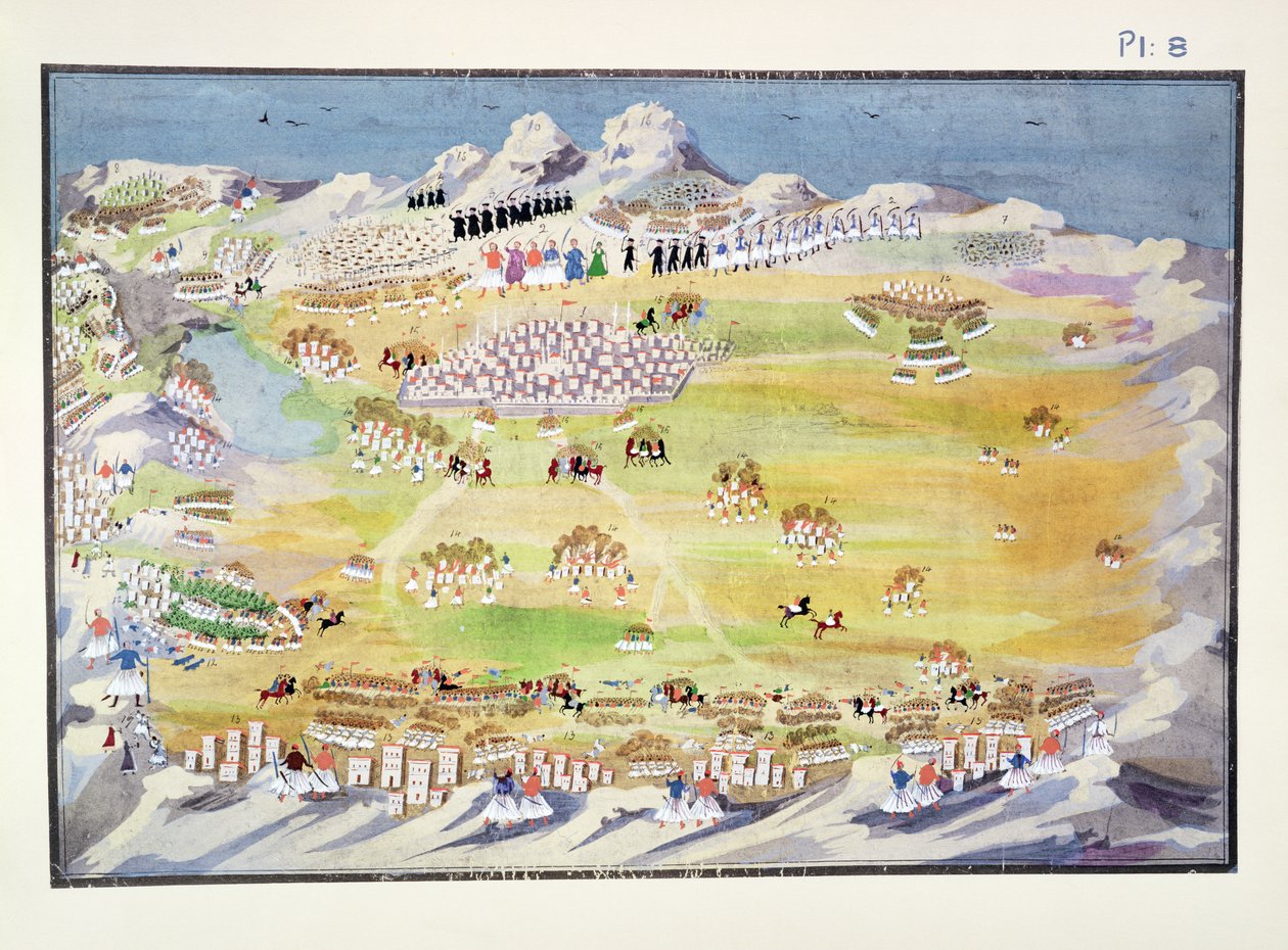Trablusgarp ve çevre köyler Muharebesi, General Makryjannis'in Yunan Bağımsızlık Savaşı'nın Resimli Tarihinden 8. plaka by Greek School