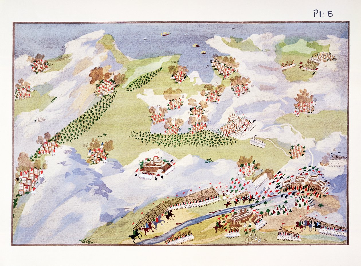 Gravia'daki Han Savaşı, General Makryjannis'in Yunan Bağımsızlık Savaşı'nın Resimli Tarihinden plaka 5 by Greek School