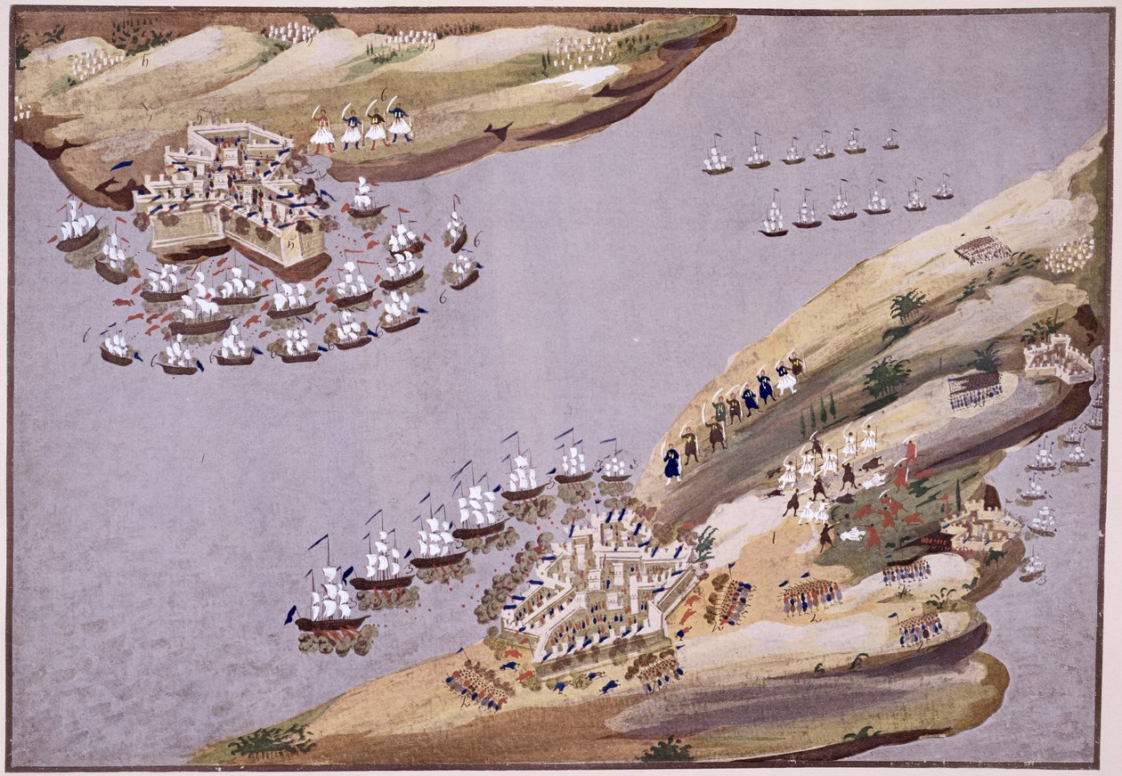 Girit ve Samos Adaları için Savaşlar, levha 23, General Makryjannis'in Yunan Bağımsızlık Savaşı'nın Resimli Tarihinden by Greek School