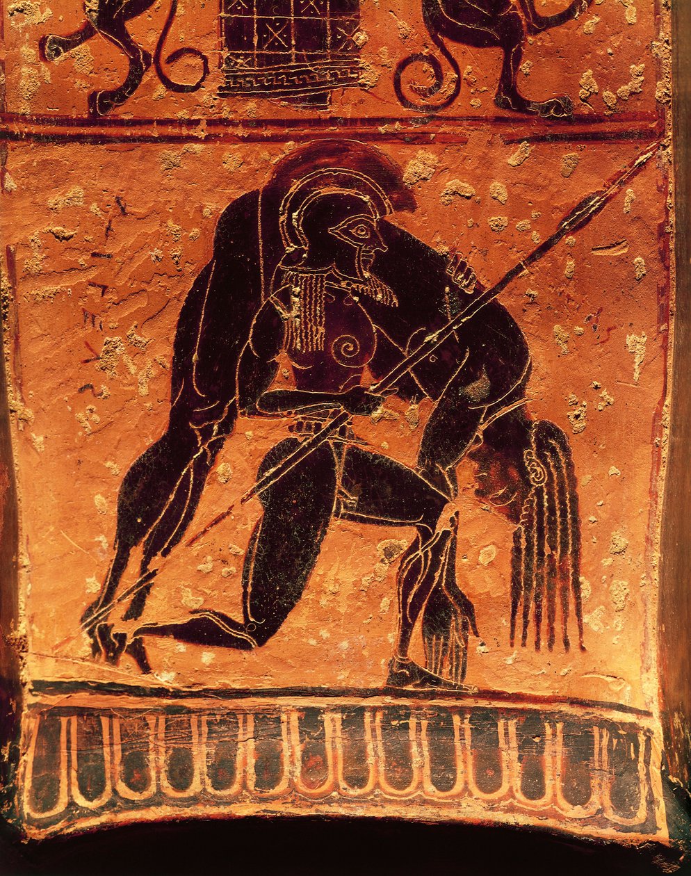 Siyah figürlü çanak çömlek, Francois vazosu, çömlekçi Ergotimos ve ressam Kleitias imzalı Attik volüt krater, detay, Aşil