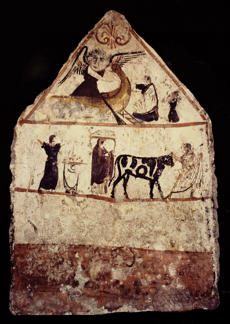 Gaudo Nekropolü, Lucanian fresk mezar resmi 340 M.Ö. by Greek School