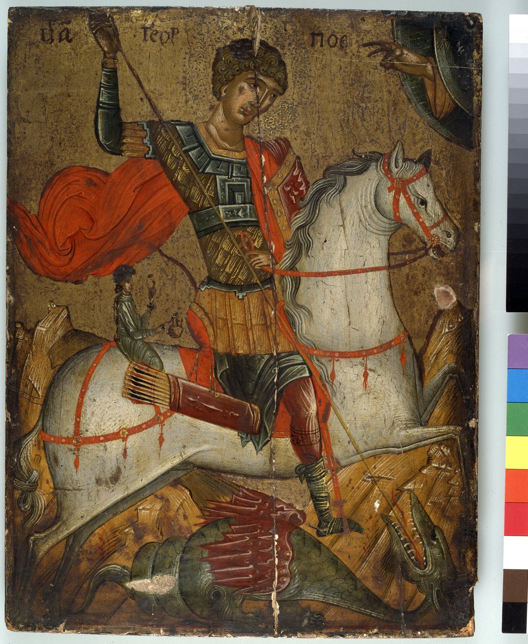 Aziz George Ejderhayı Öldürüyor, ikon, Girit-Venedik Okulu, by Greek School