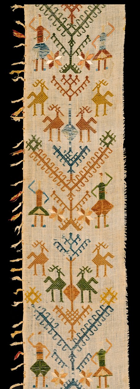 Bir Hayat Ağacı ile süslenmiş bordür, Siphnos, Kiklad, 17.-18. yüzyıldan (ipek ipliklerle işlenmiş pamuk) by Greek School