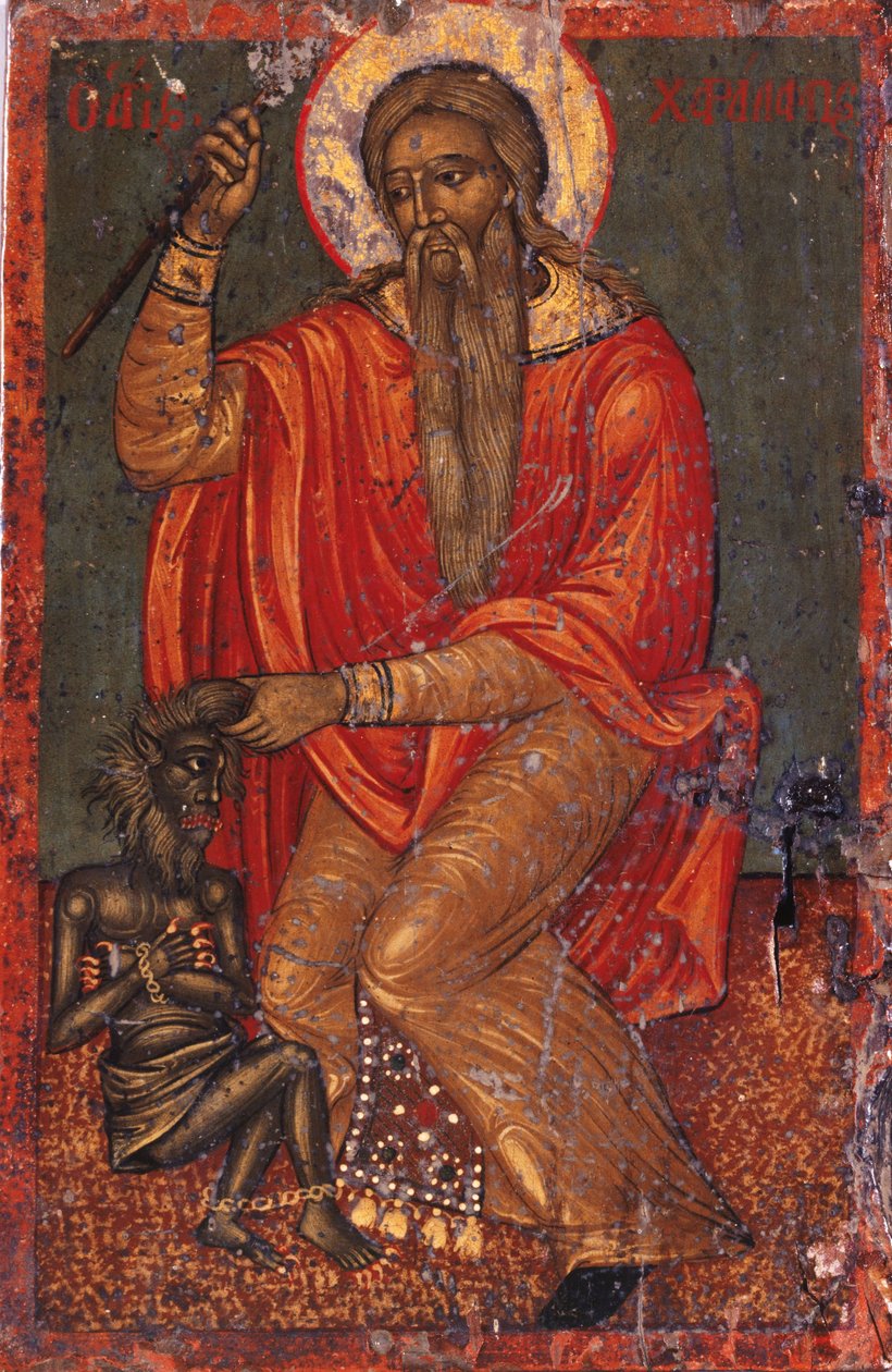 Şeytan ile Aziz Charalambos by Greek icon