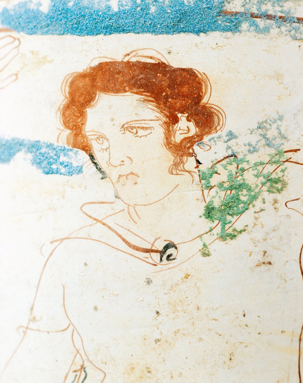 Beyaz zemin çömlek, Attic lekythos, mezardan önce savaşçı ile cenaze sahnesini tasvir ediyor, detay by Greek School
