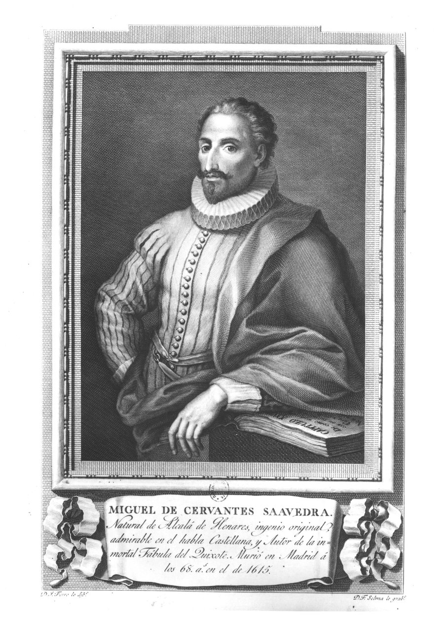 Fernando Selma (1752-1810) tarafından oyulmuş Miguel de Cervantes Saavedra (1547-1616) portresi by Gregorio Ferro