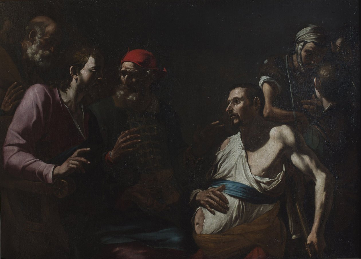 Damla hastalığı olan bir adamı iyileştirmek, c.1630. by Gregorio Preti