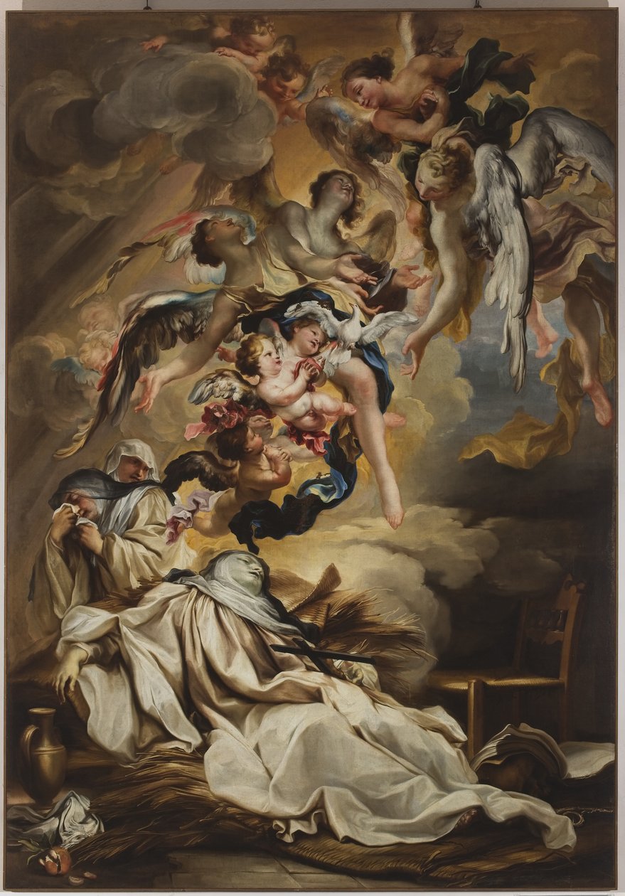Saint Scholastica'nın ölümü, yaklaşık 1700 (tuval üzerine yağlı boya) by Gregorio De Ferrari