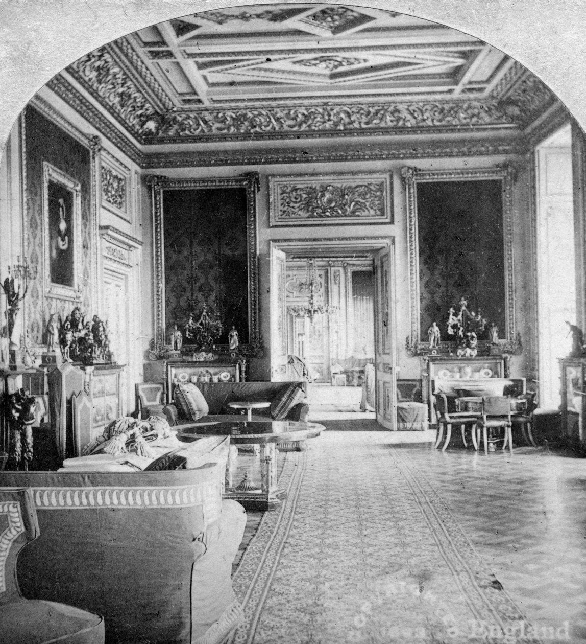 Yeşil Çizim Odası, Windsor Kalesi, Windsor, Berkshire, 19. yüzyılın sonlarında. by Griffiths Brothers