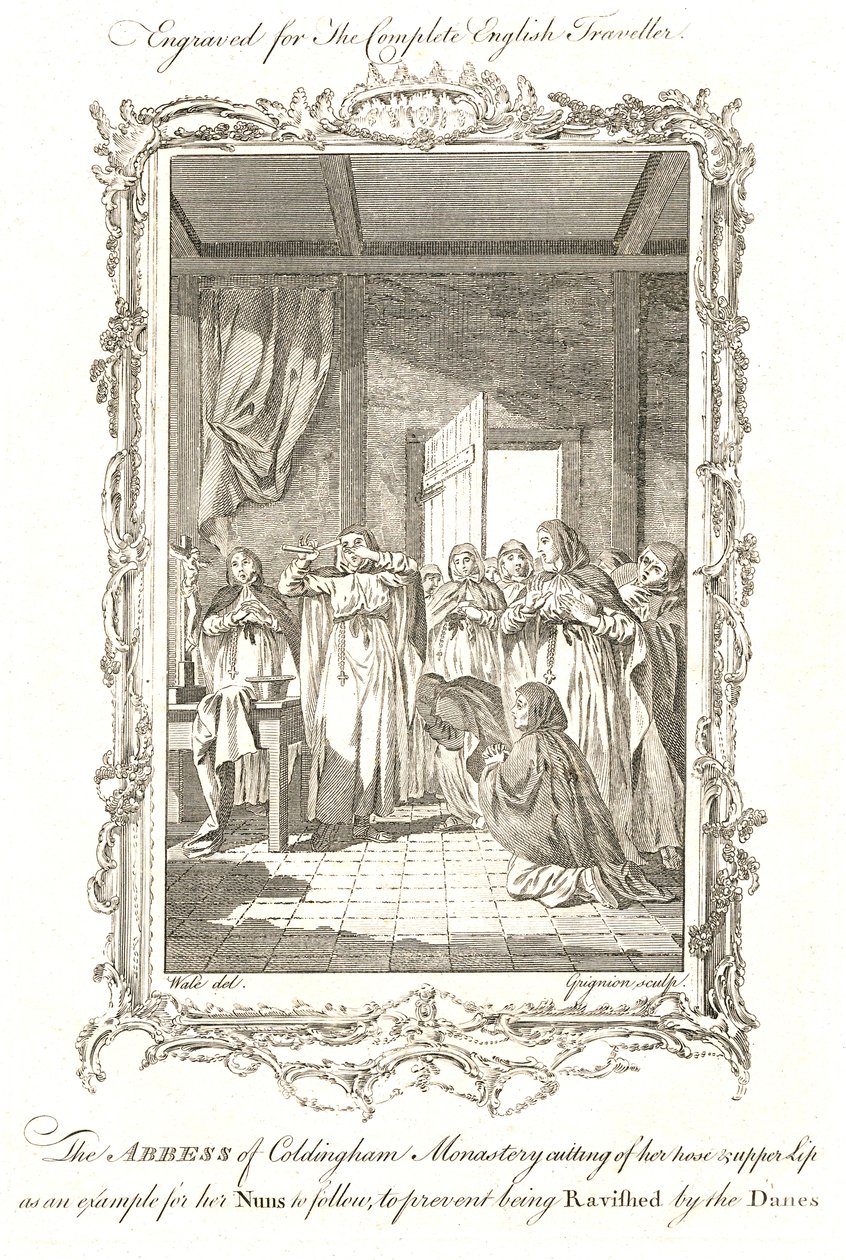 Coldingham St Aebbe Abbess genç yarı mitolojik Abbess 870 AD by Grignion