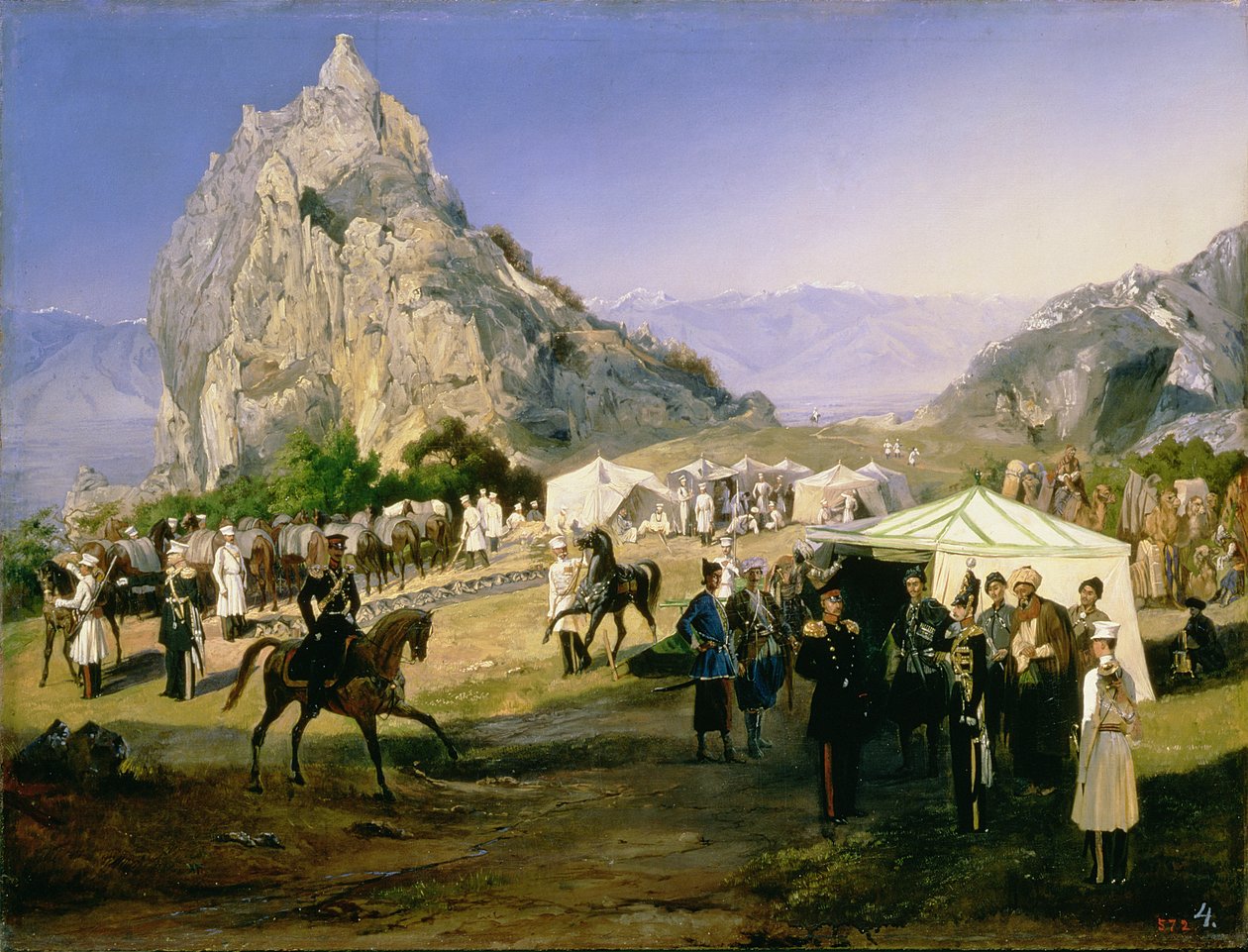Karagaç yakınlarındaki Nizhegorodsky Ejderhaları Alayı Yaz Kampı by Grigori Grigorevich Gagarin